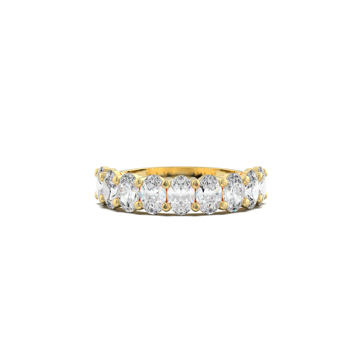 PR0144 nine-oval half-eternity wedding band yellow gold top view