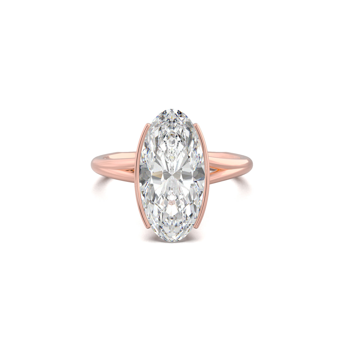 PR053 oval halo pavé engagement ring rose gold top view