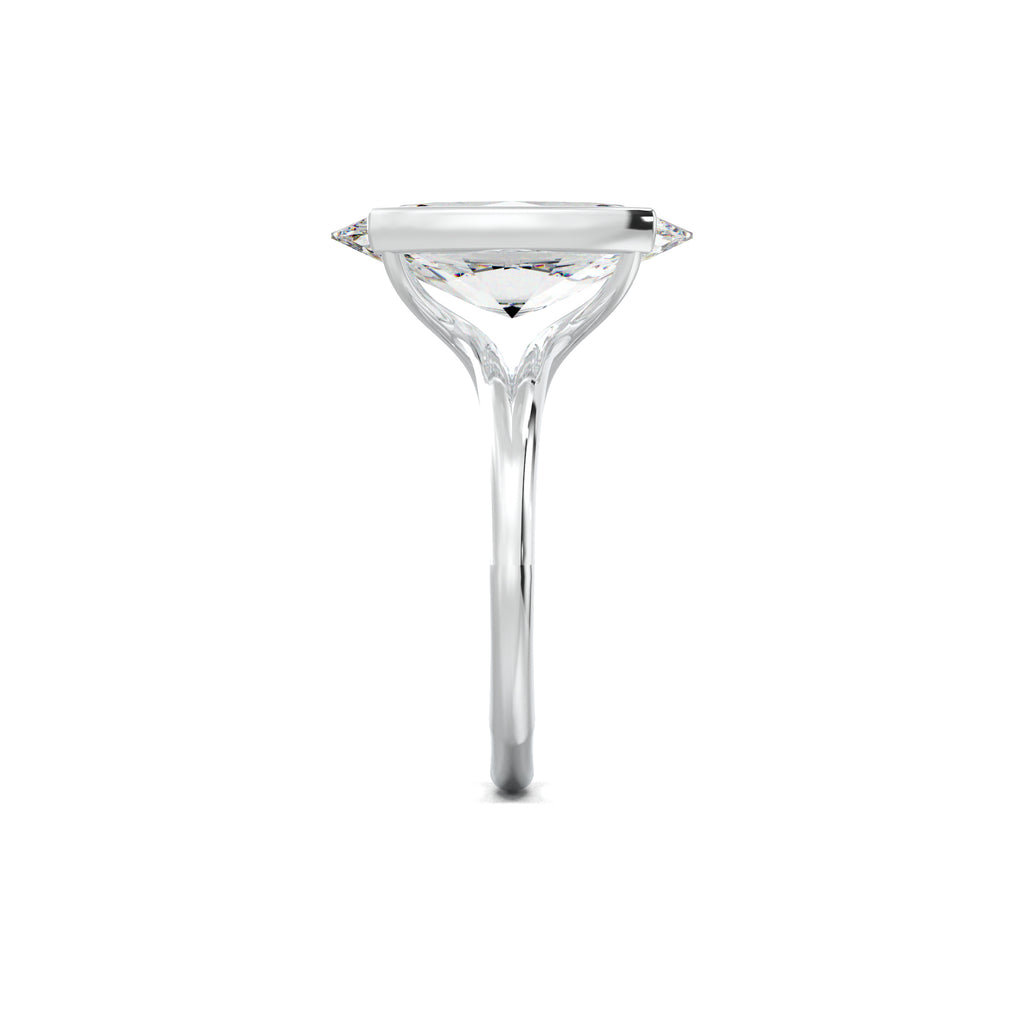 PR053 oval halo pavé engagement ring white gold side view