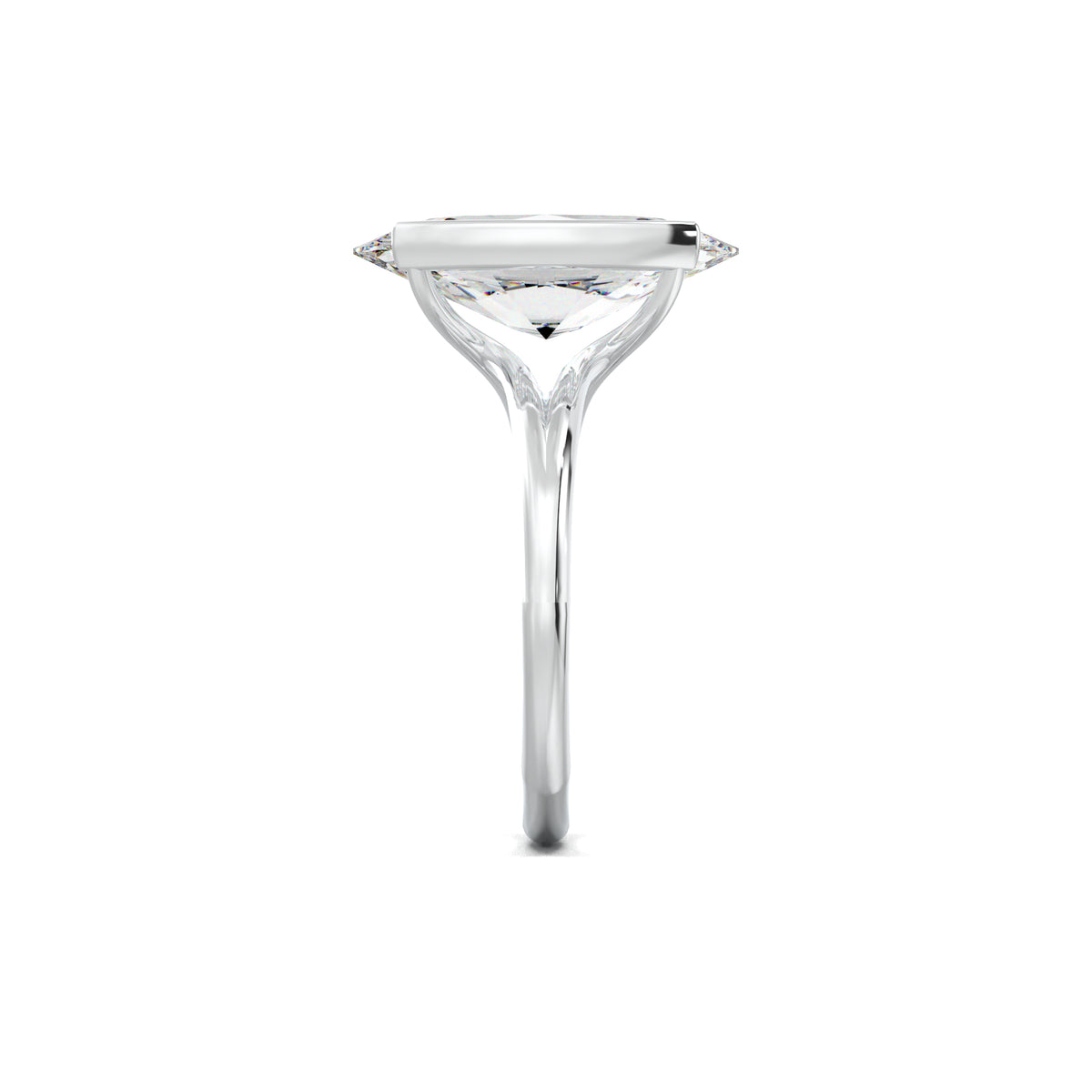 PR053 oval halo pavé engagement ring white gold side view