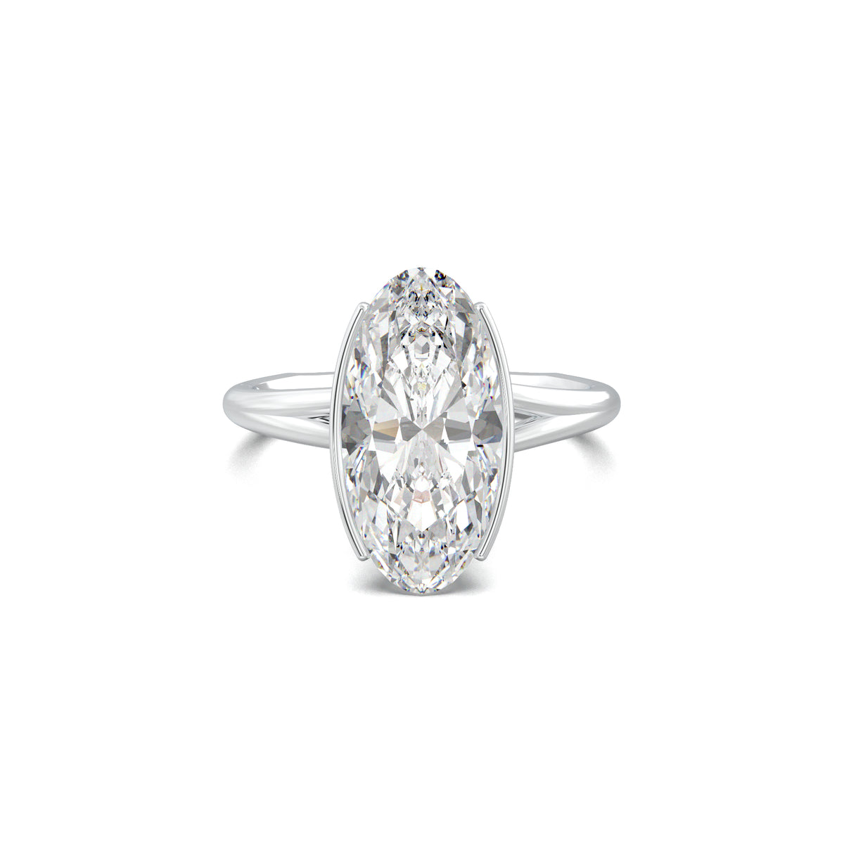 PR053 oval halo pavé engagement ring white gold top view