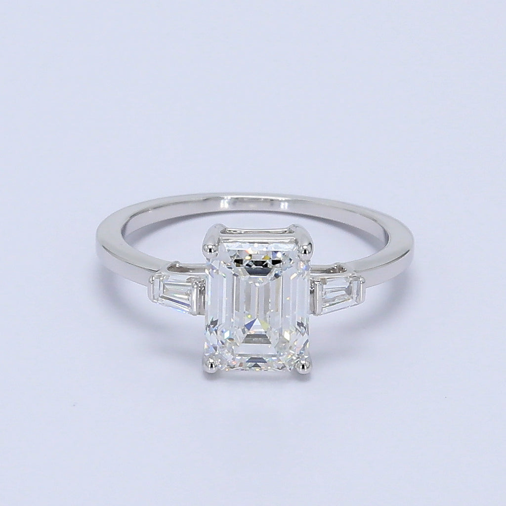 Trinity Emerald Tapered Baguette Ring
