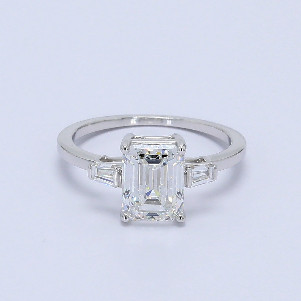 Trinity Emerald Tapered Baguette Ring