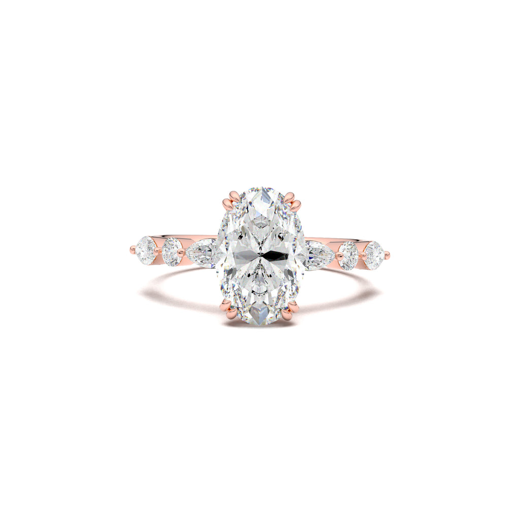 LR-19959 oval engagement ring rose gold top view