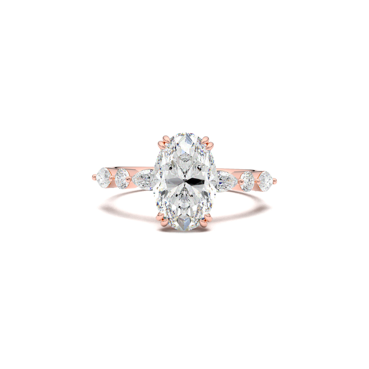 LR-19959 oval engagement ring rose gold top view