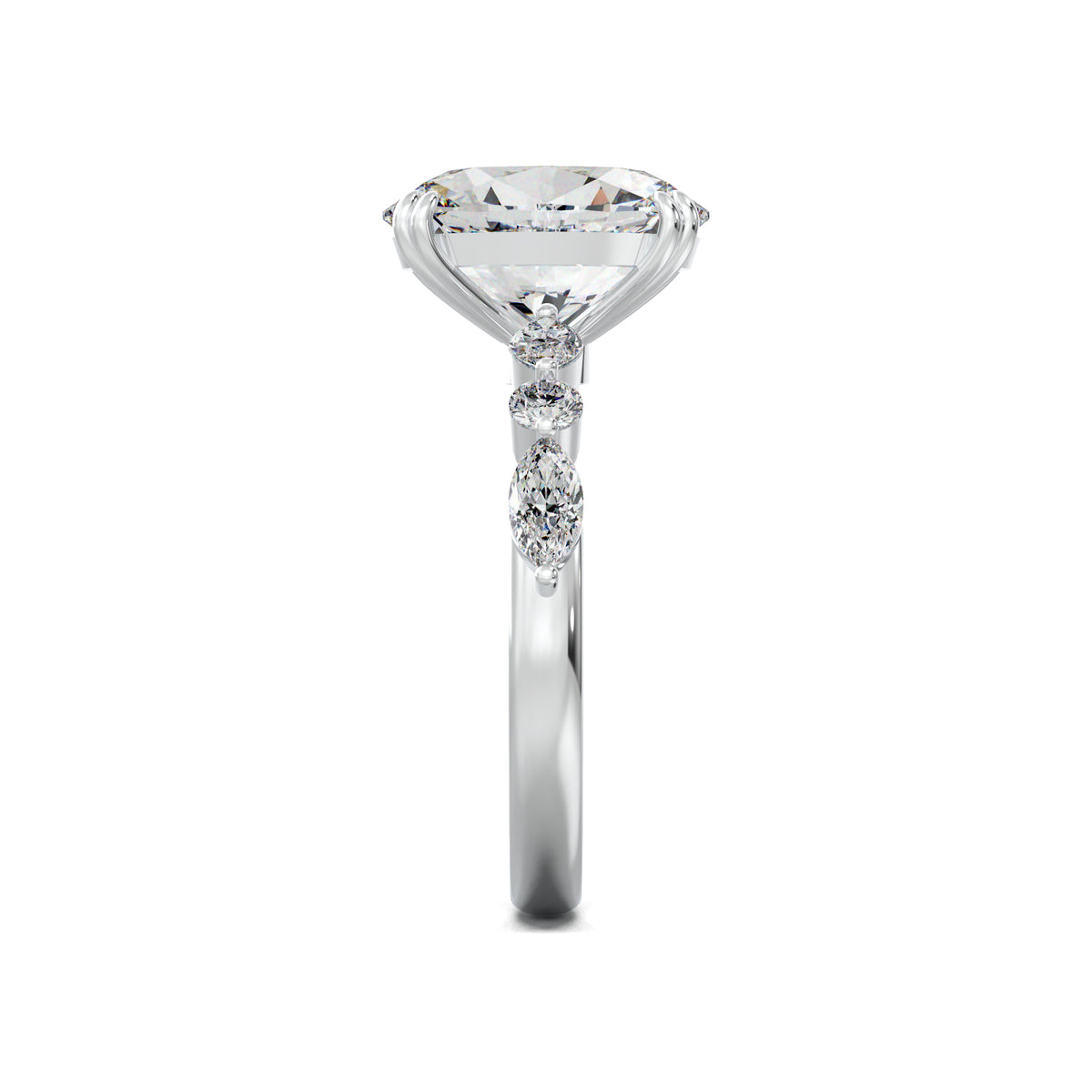 LR-19959 oval engagement ring white gold side profile