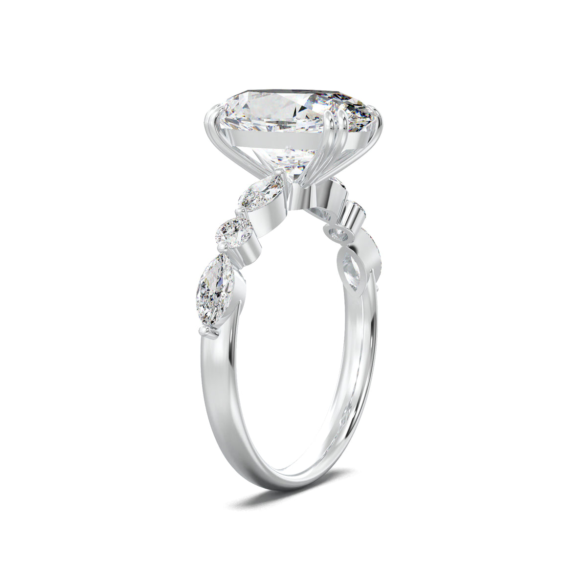 LR-19959 oval engagement ring white gold three-quarter view