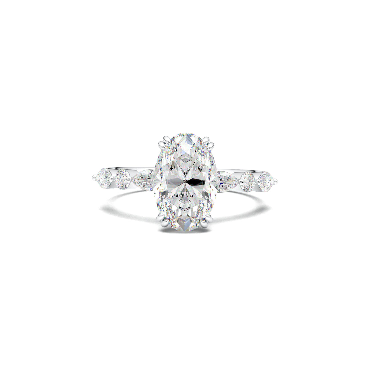 LR-19959 oval engagement ring white gold top view