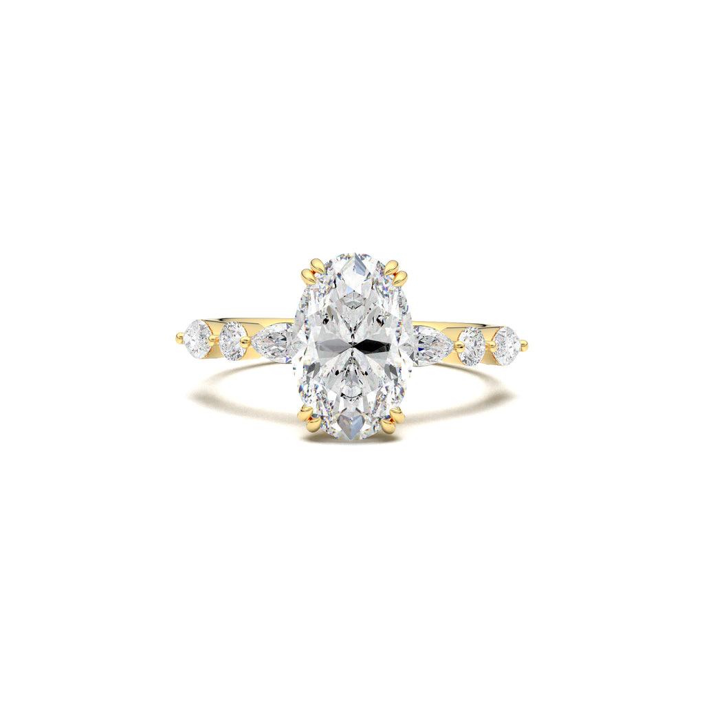 LR-19959 oval engagement ring yellow gold top view