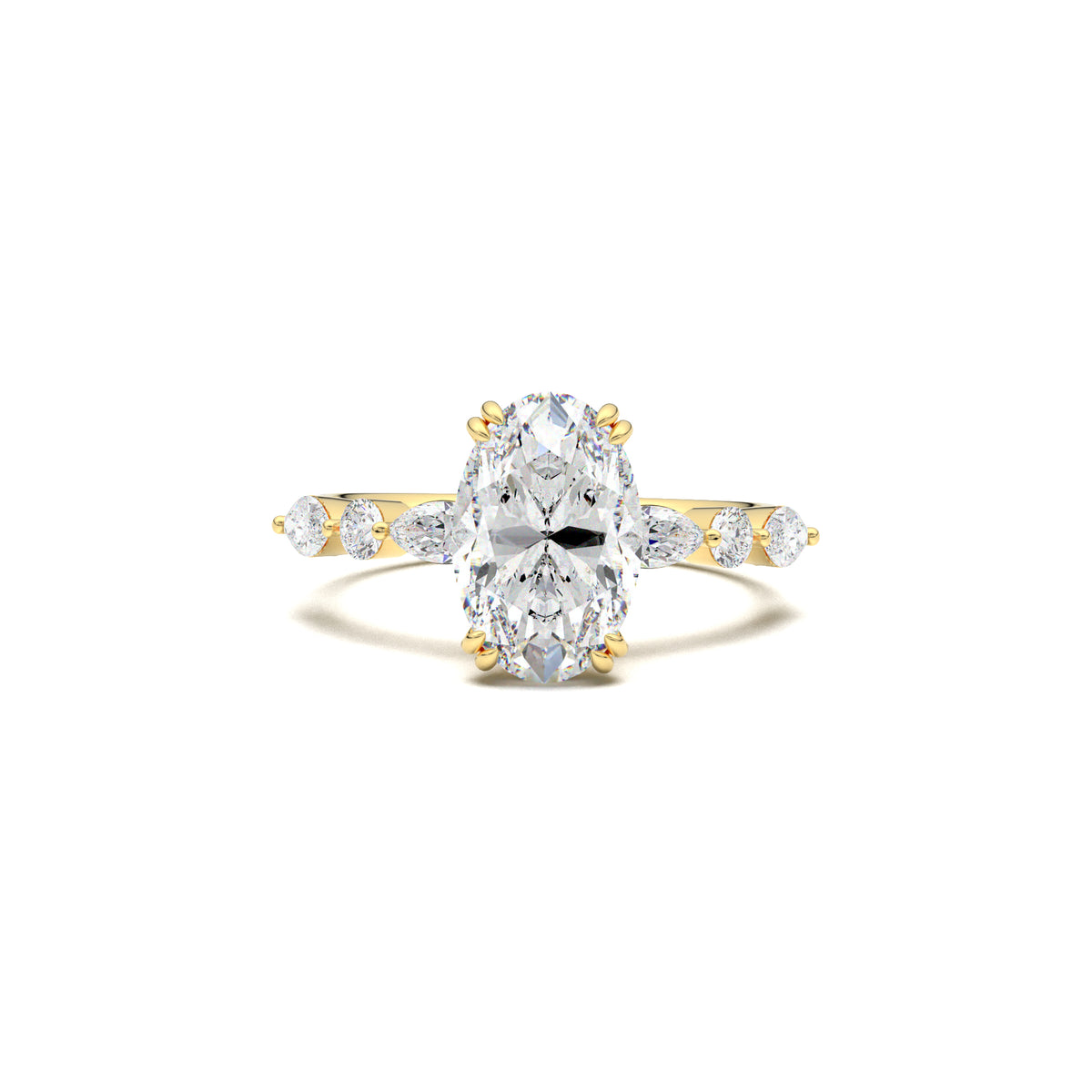 LR-19959 oval engagement ring yellow gold top view