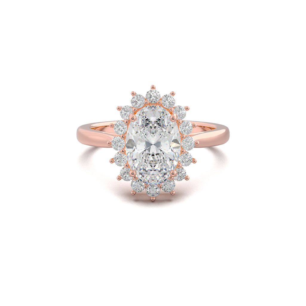 PR0016 oval halo engagement ring rose gold top