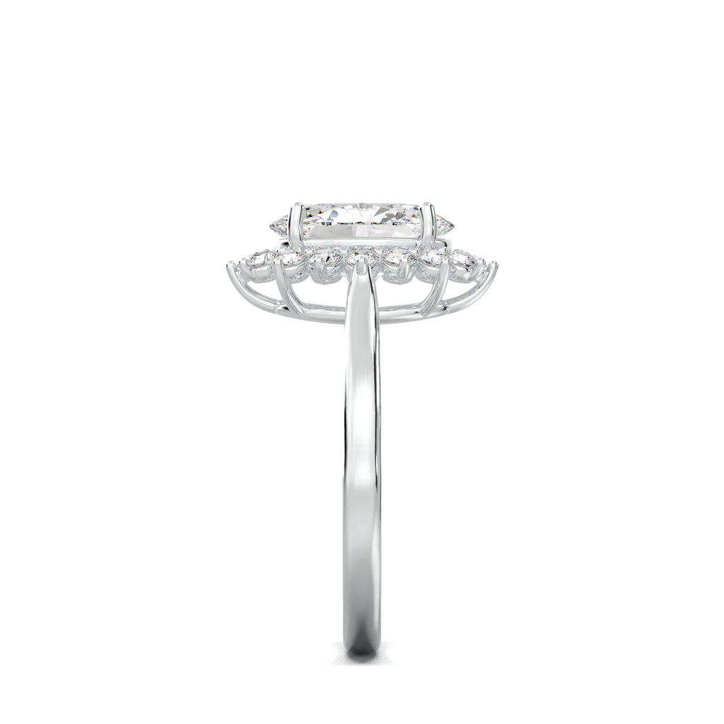 PR0016 oval halo engagement ring white gold side