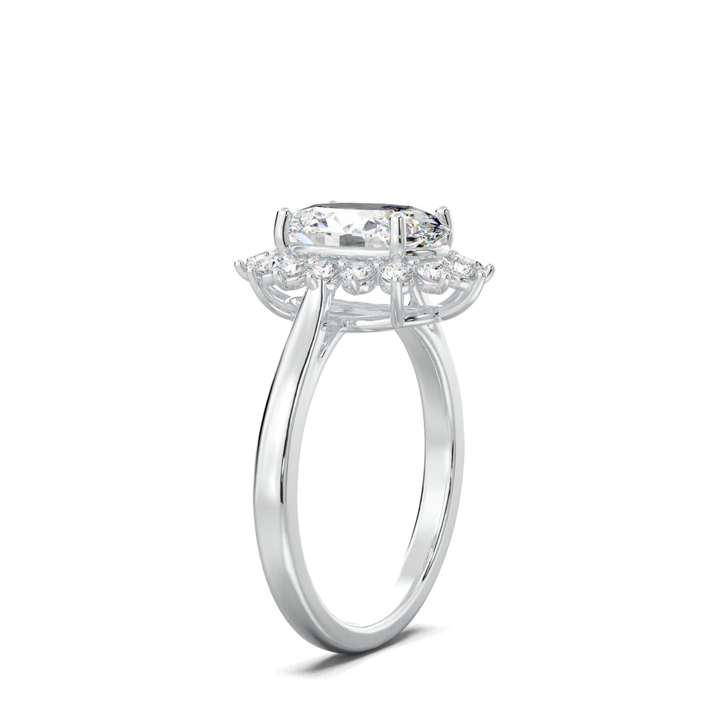 PR0016 oval halo engagement ring white gold three-quarter