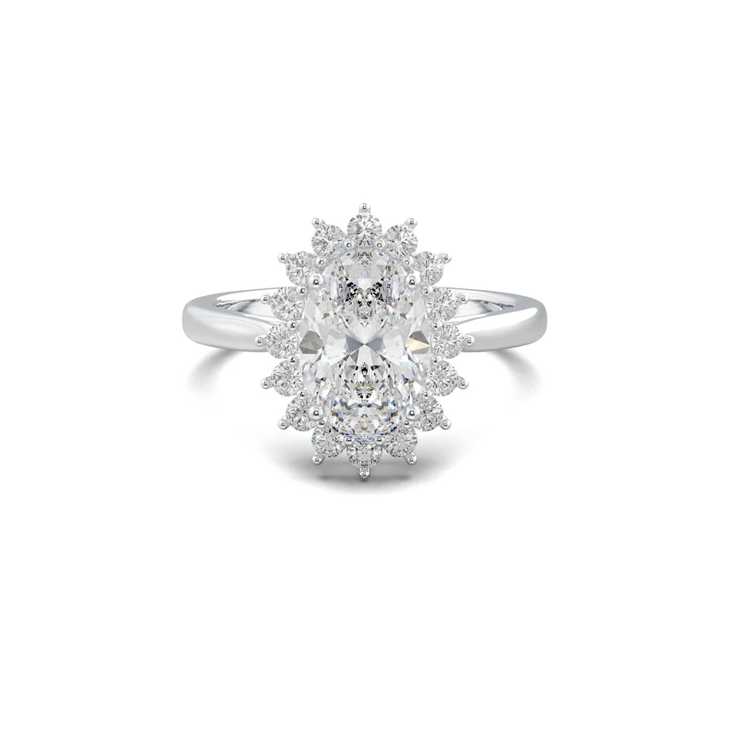 PR0016 oval halo engagement ring white gold top