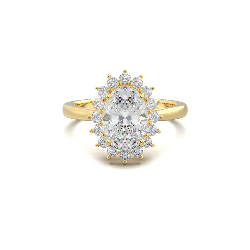 PR0016 oval halo engagement ring yellow gold top