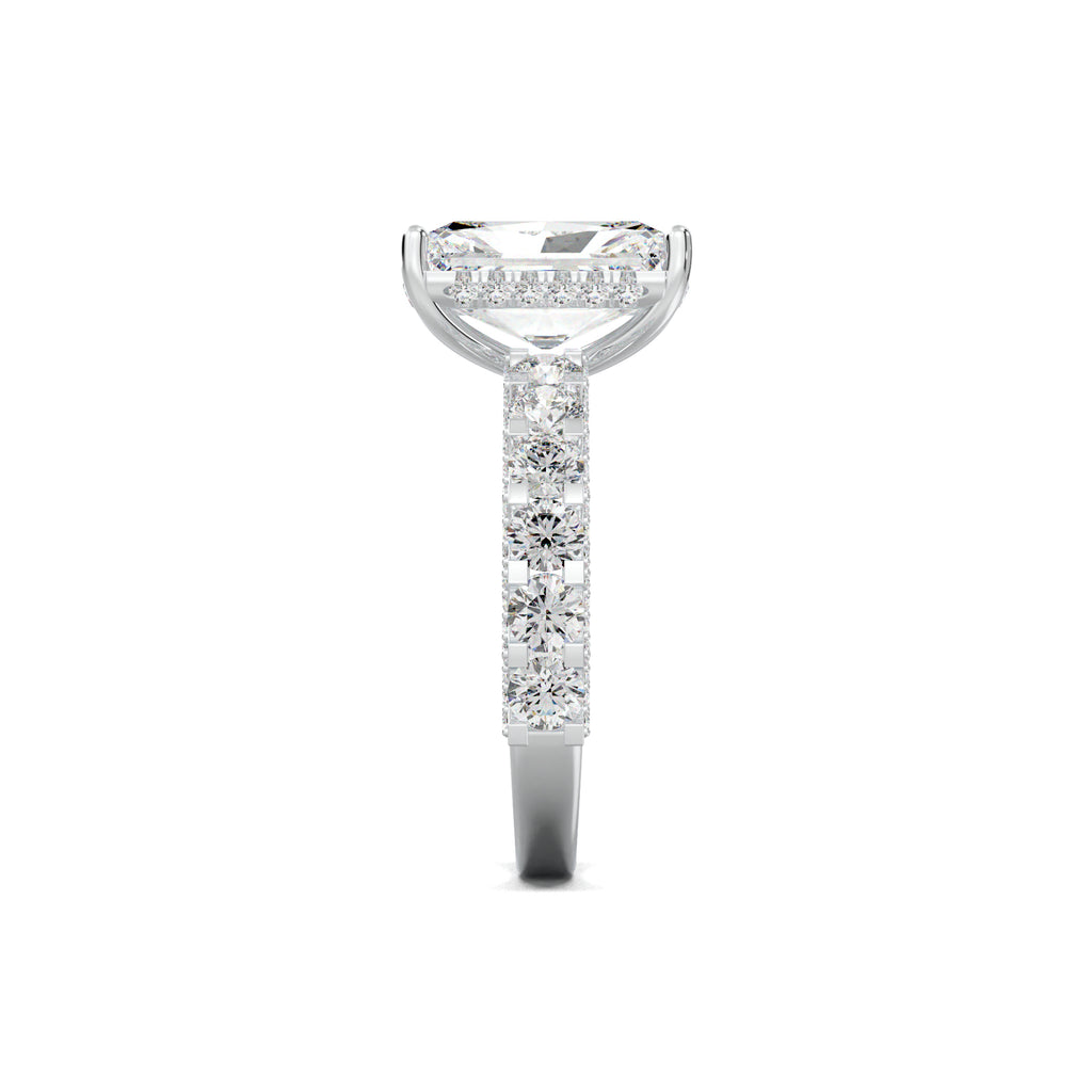PR0042 radiant diamond band engagement ring white gold side