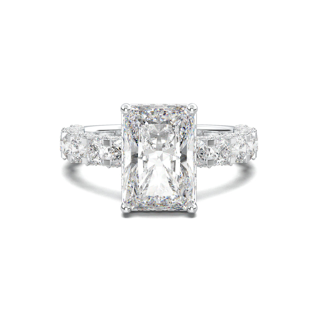 PR0042 radiant diamond band engagement ring white gold top