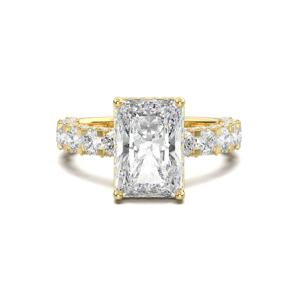 PR0042 radiant diamond band engagement ring yellow gold top