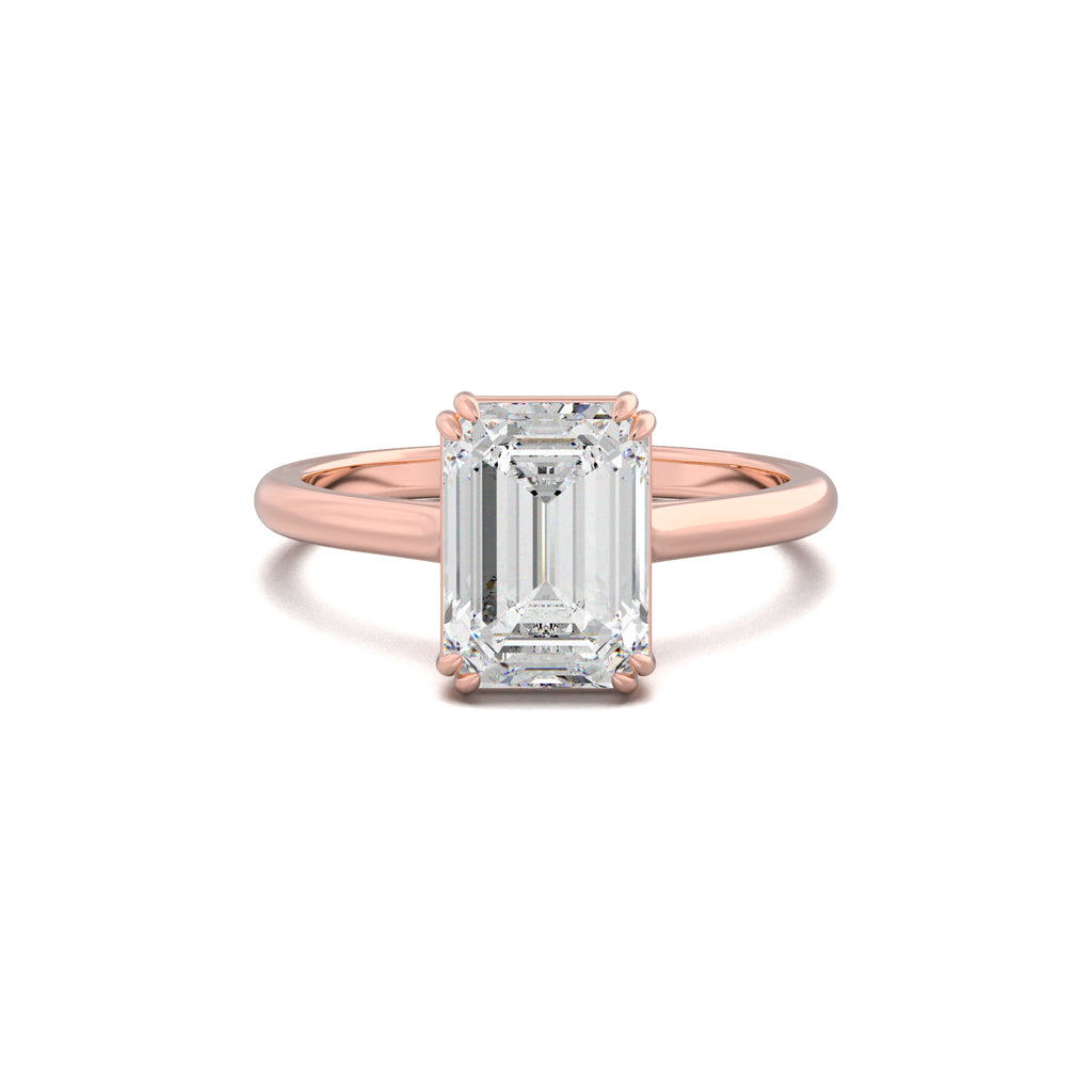 PR0062 emerald solitaire engagement ring rose gold top