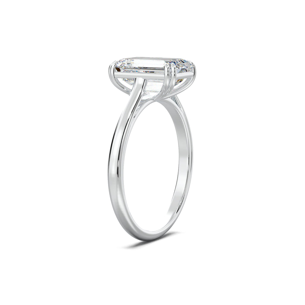 PR0062 emerald solitaire engagement ring white gold three-quarter