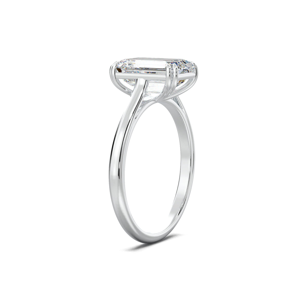 PR0062 emerald solitaire engagement ring white gold three-quarter