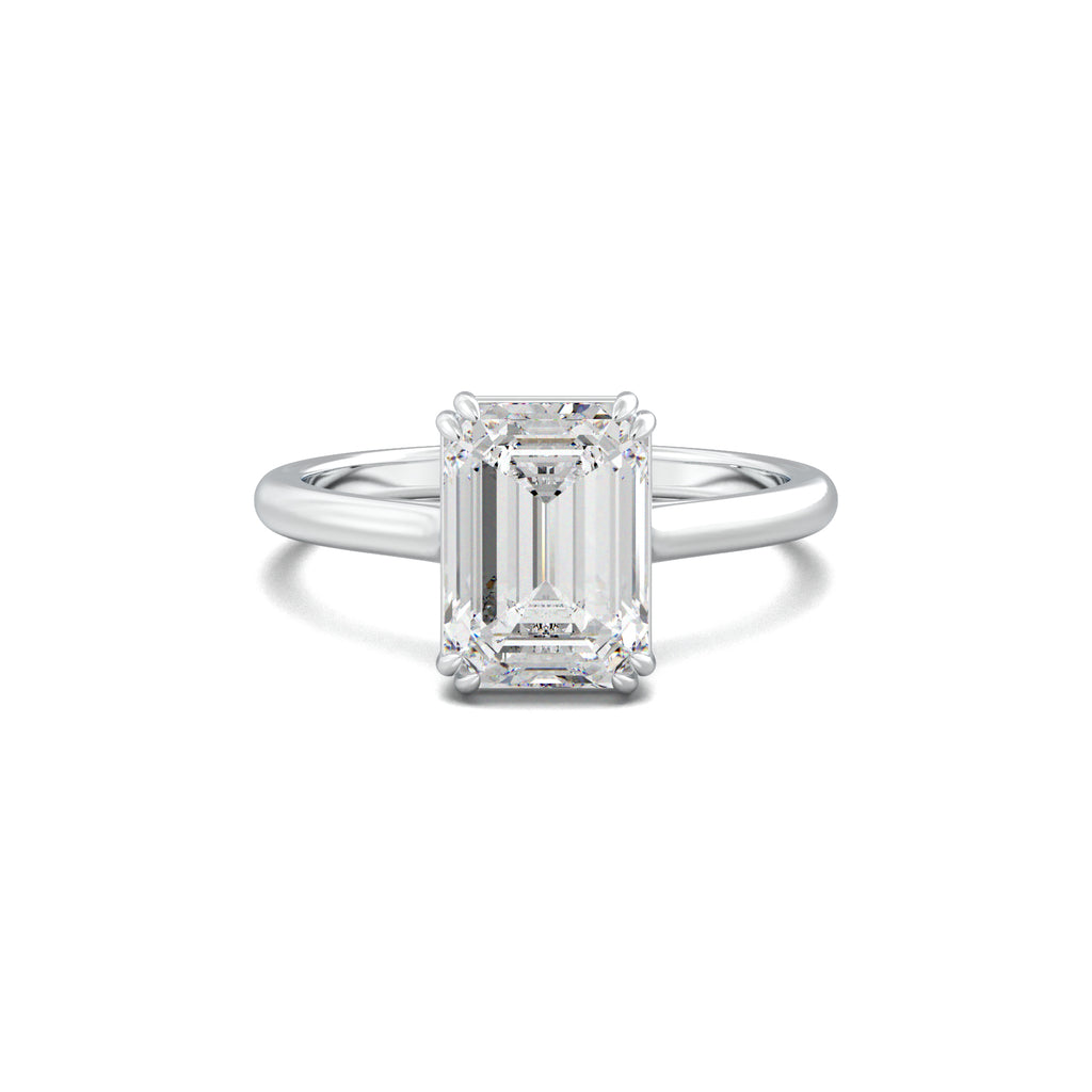 PR0062 emerald solitaire engagement ring white gold top