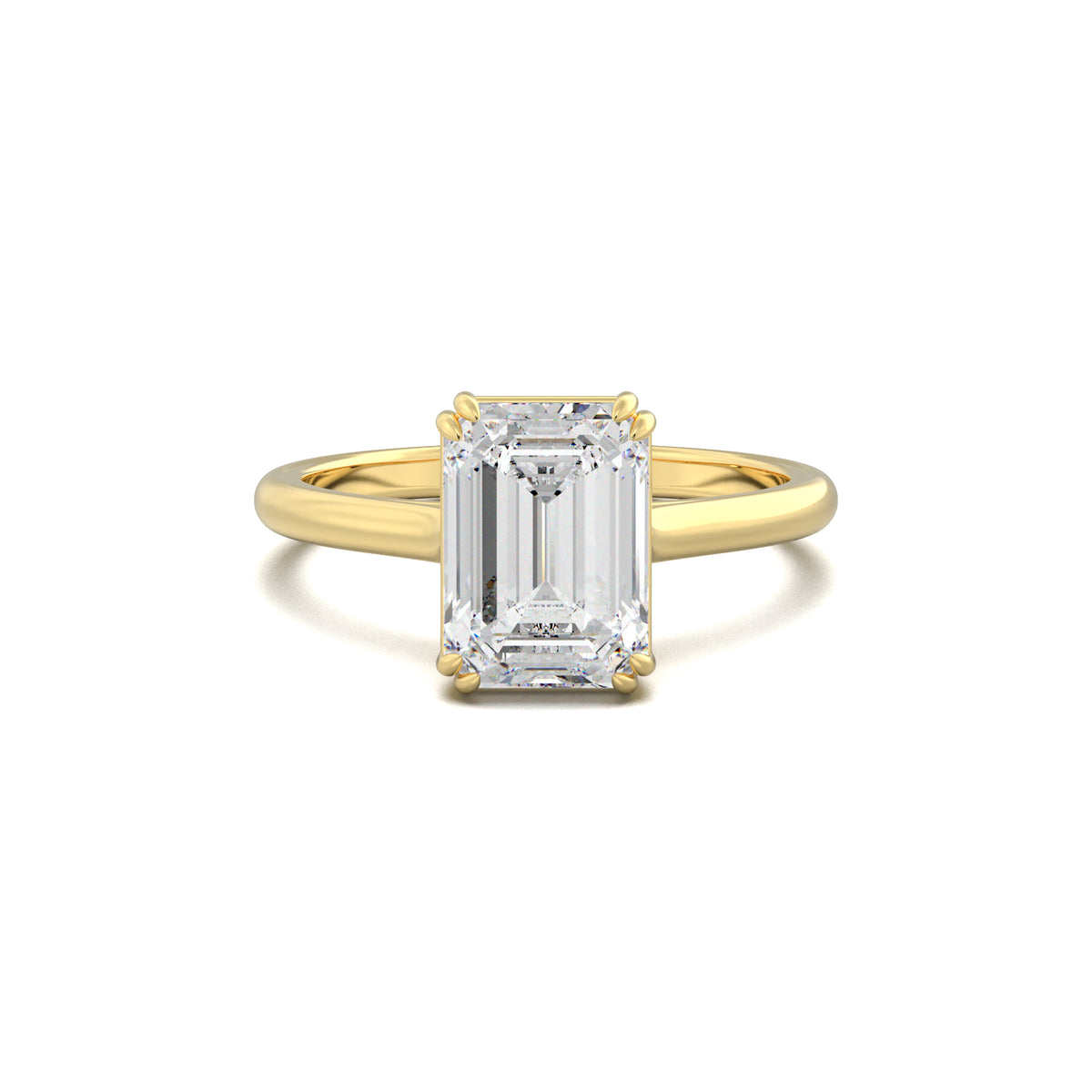 PR0062 emerald solitaire engagement ring yellow gold top