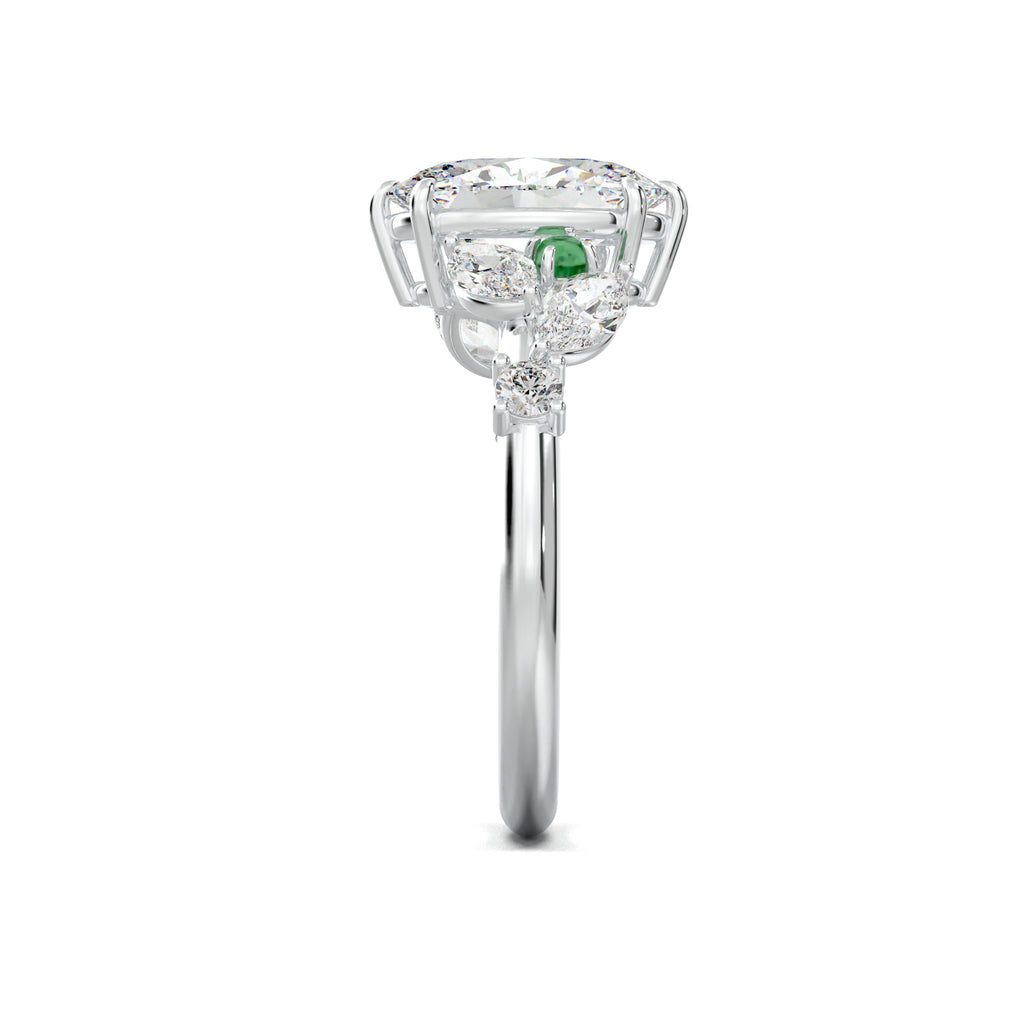 PR0070 oval marquise-accent engagement ring white gold side