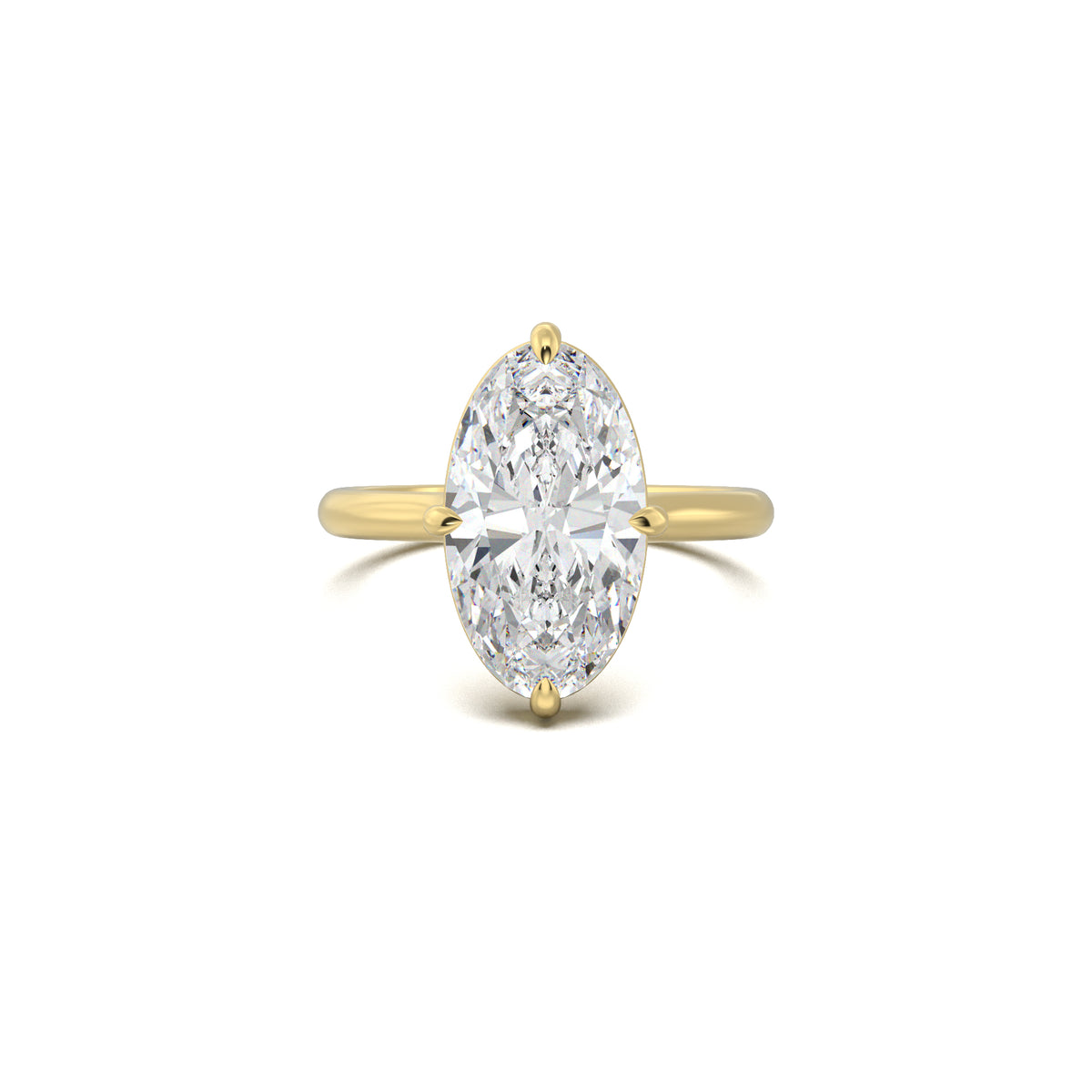 PR0090 elongated oval solitaire engagement ring rose gold top