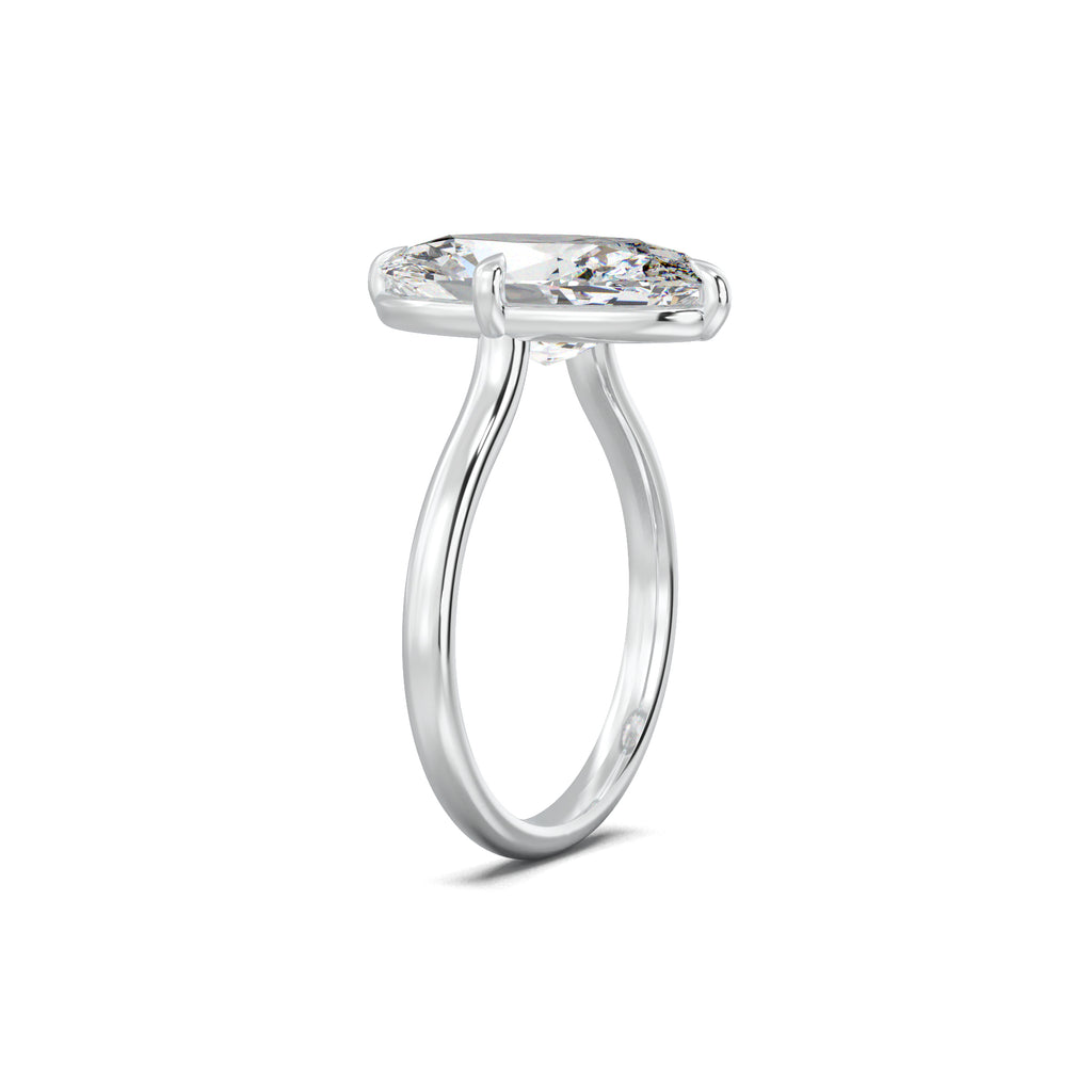 PR0090 elongated oval solitaire engagement ring white gold three-quarter
