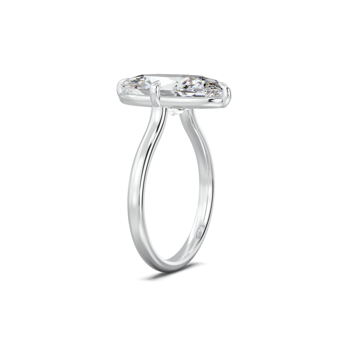 PR0090 elongated oval solitaire engagement ring white gold three-quarter