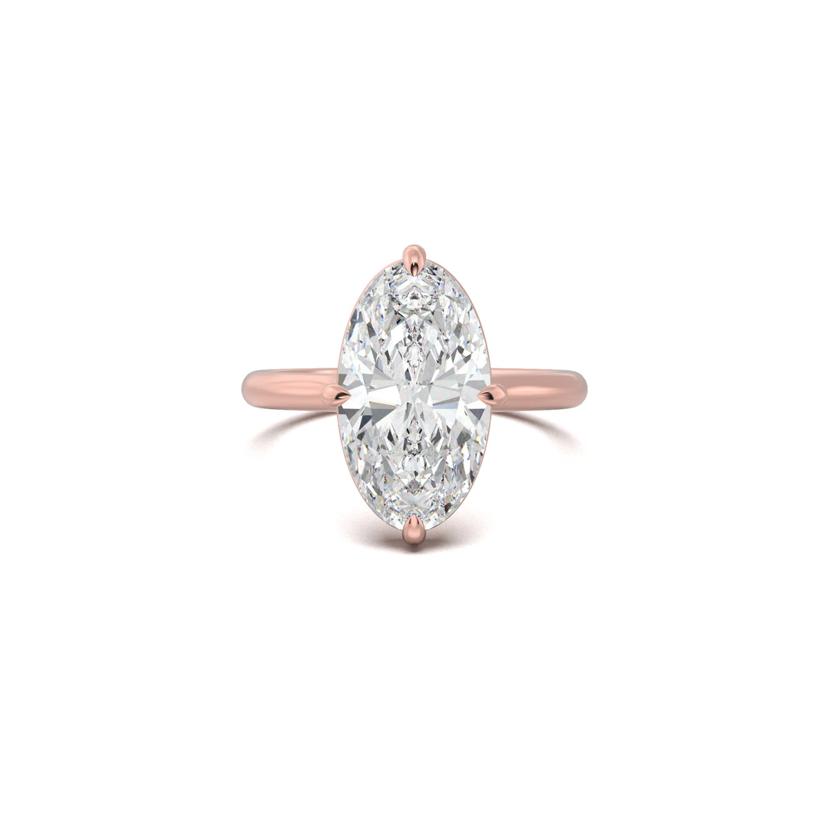 PR0090 elongated oval solitaire engagement ring yellow gold top