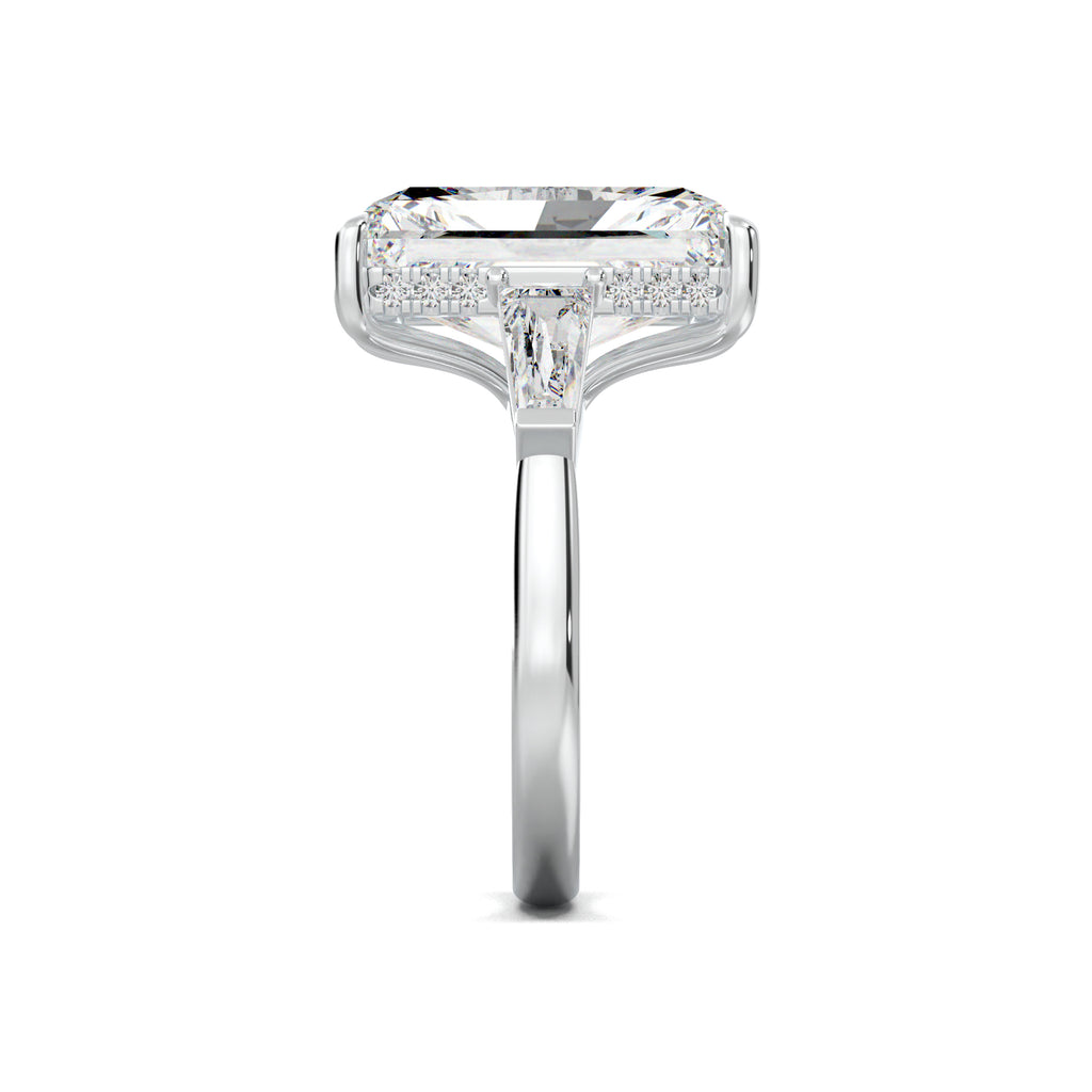PR0101 radiant baguette-accent engagement ring white gold side