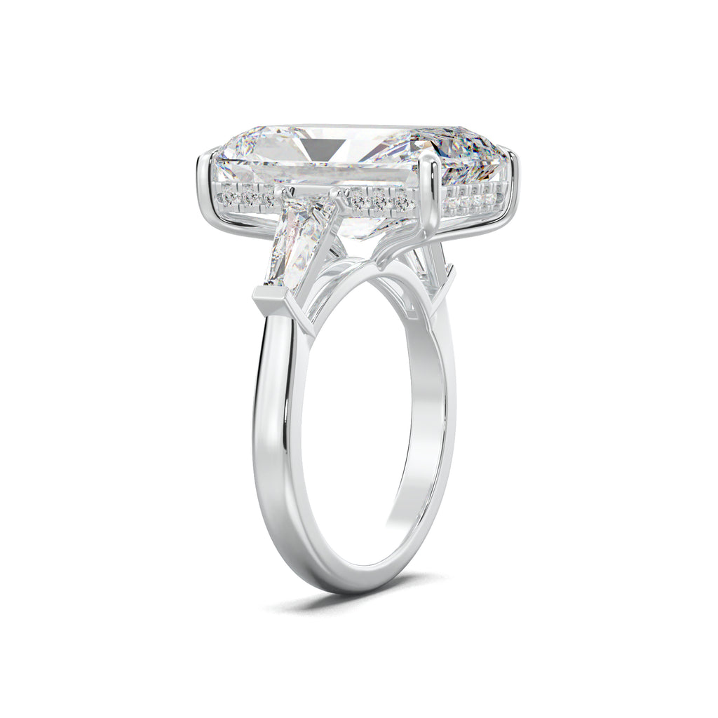 PR0101 radiant baguette-accent engagement ring white gold three-quarter