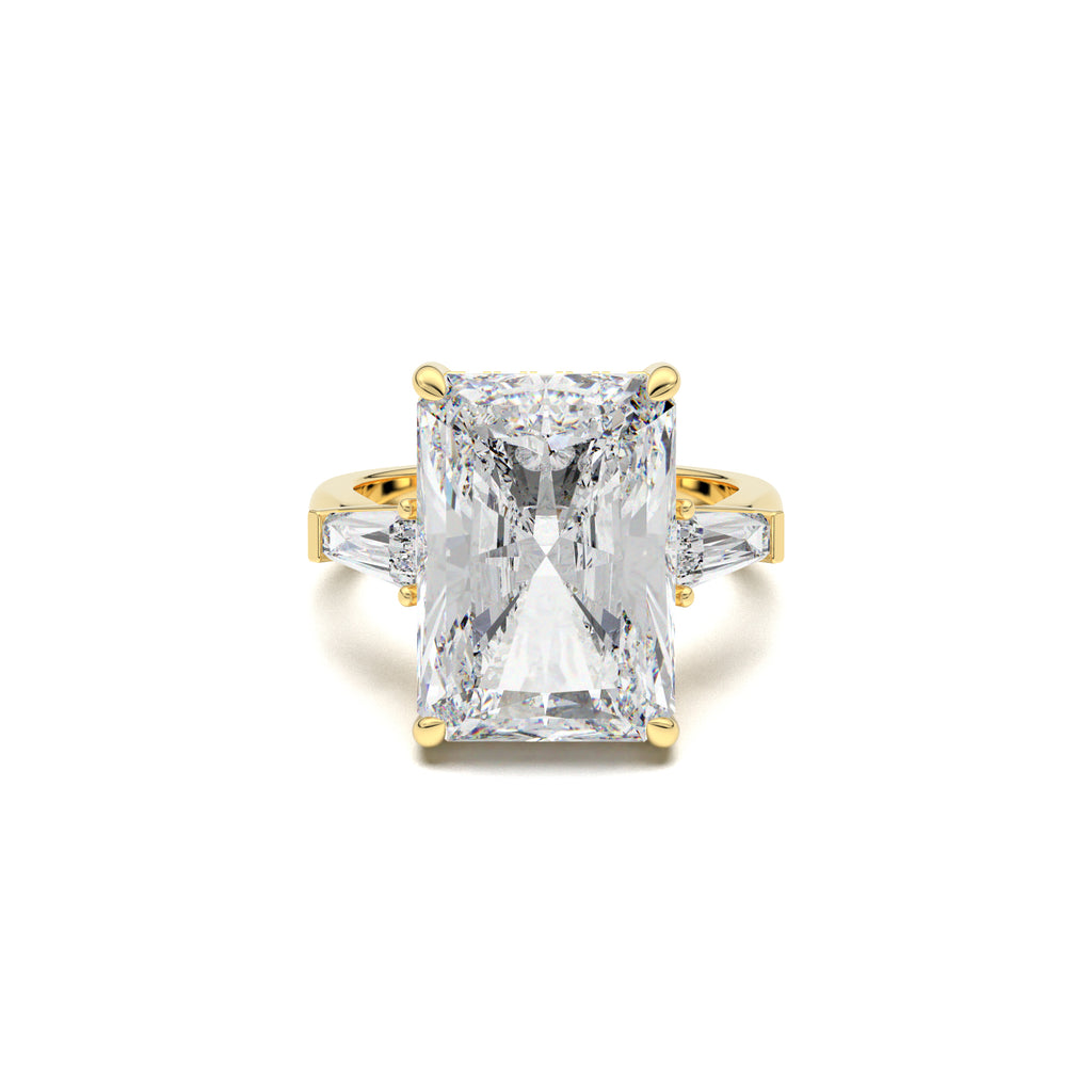 PR0101 radiant baguette-accent engagement ring yellow gold top