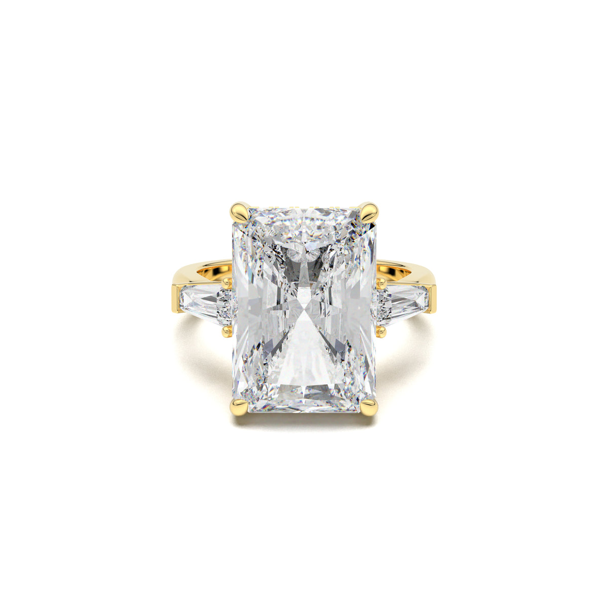 PR0101 radiant baguette-accent engagement ring yellow gold top