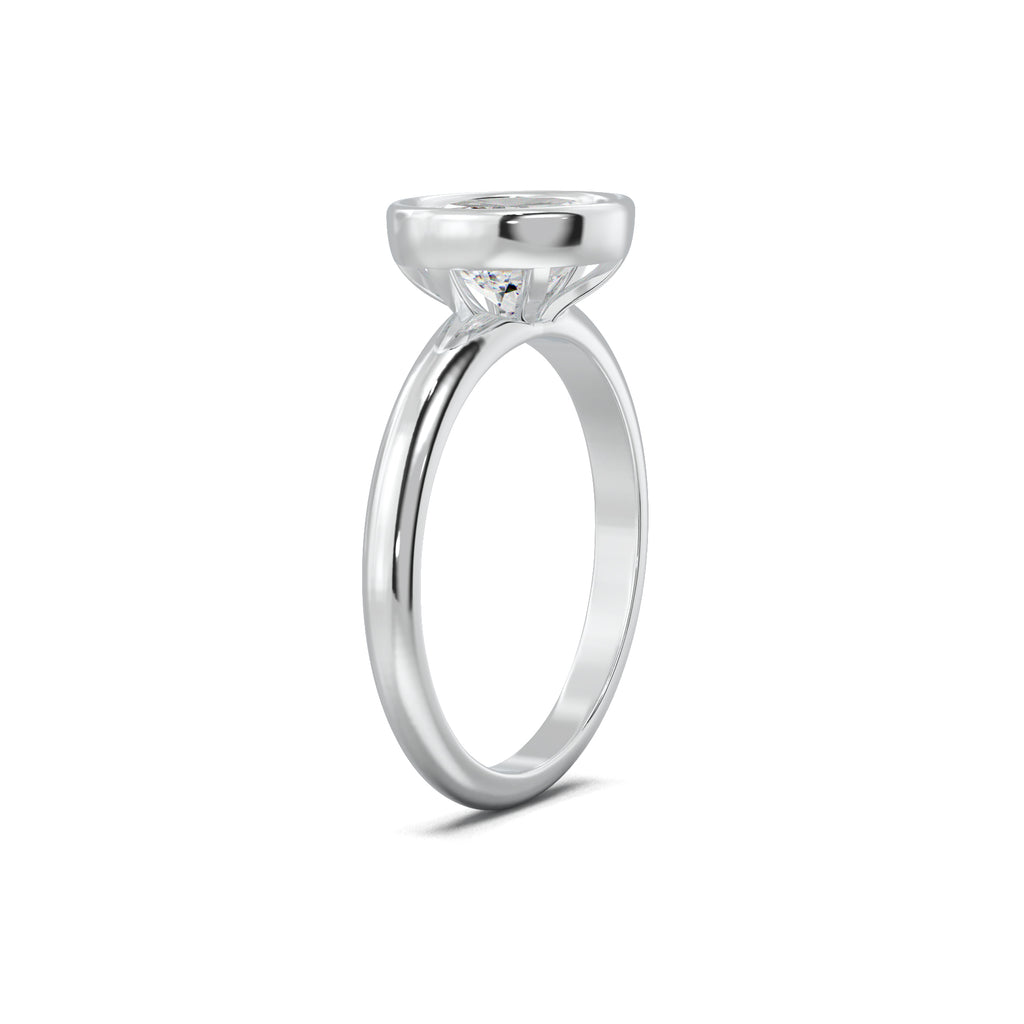 PR0108 oval bezel engagement ring white gold three-quarter