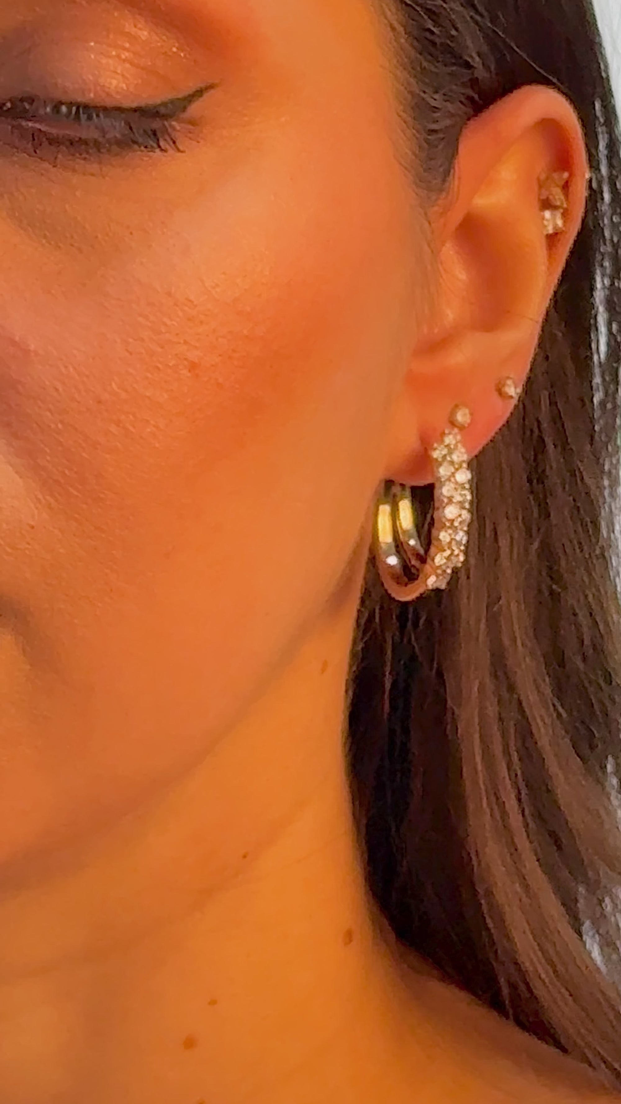 Celestial Double cuff Mid Hoop Earrings