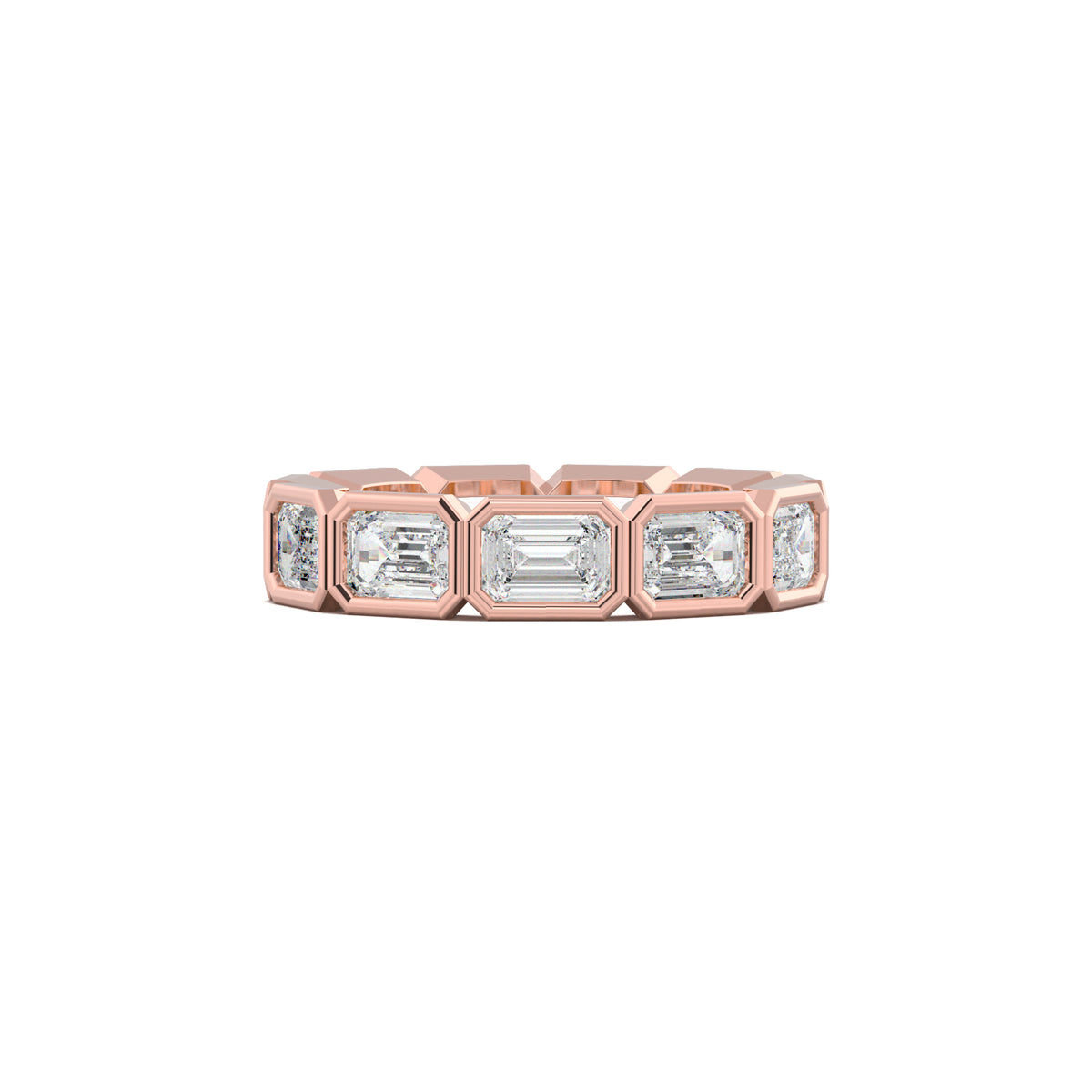 Emerald-Cut Bezel-Style Eternity Wedding Band
