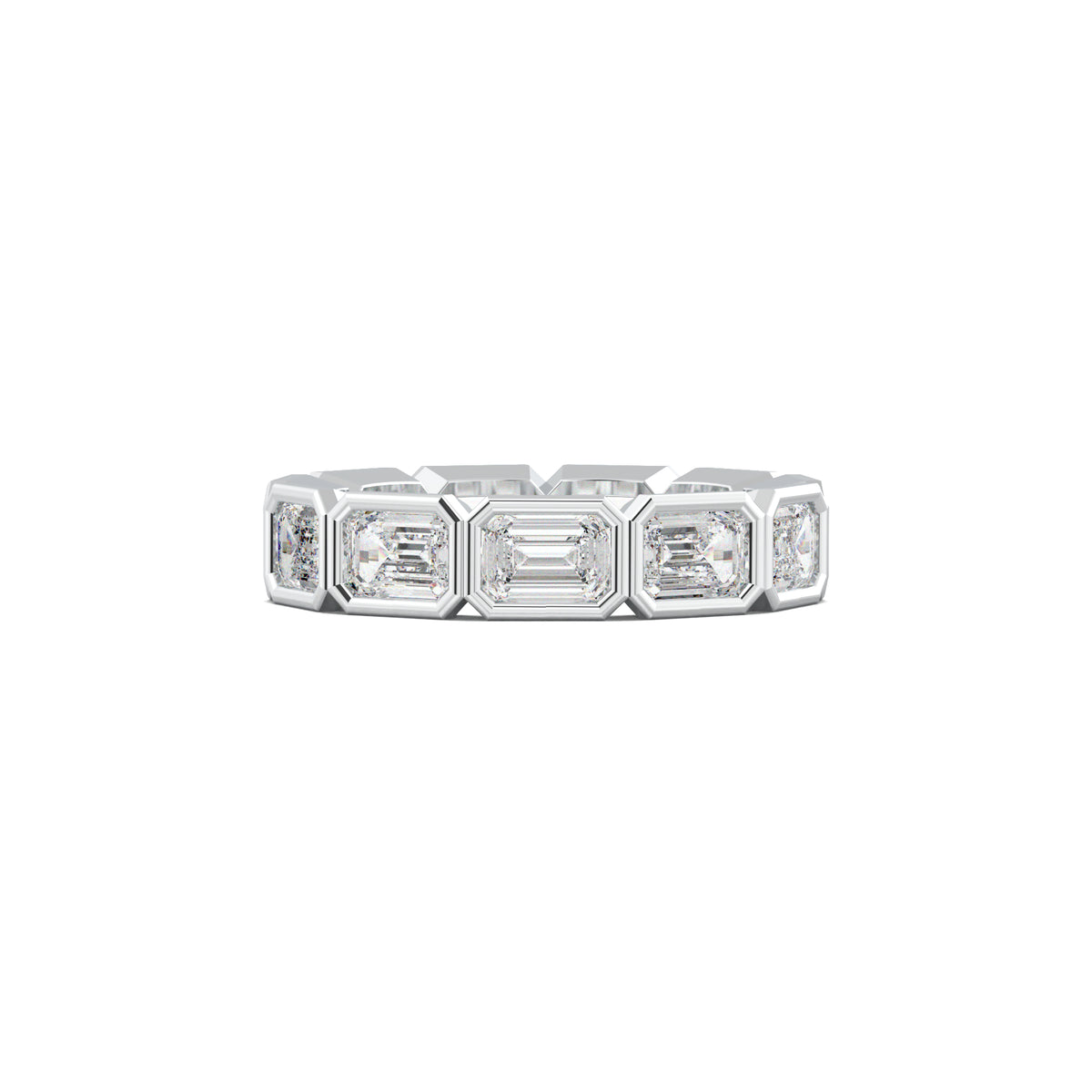 Emerald-Cut Bezel-Style Eternity Wedding Band
